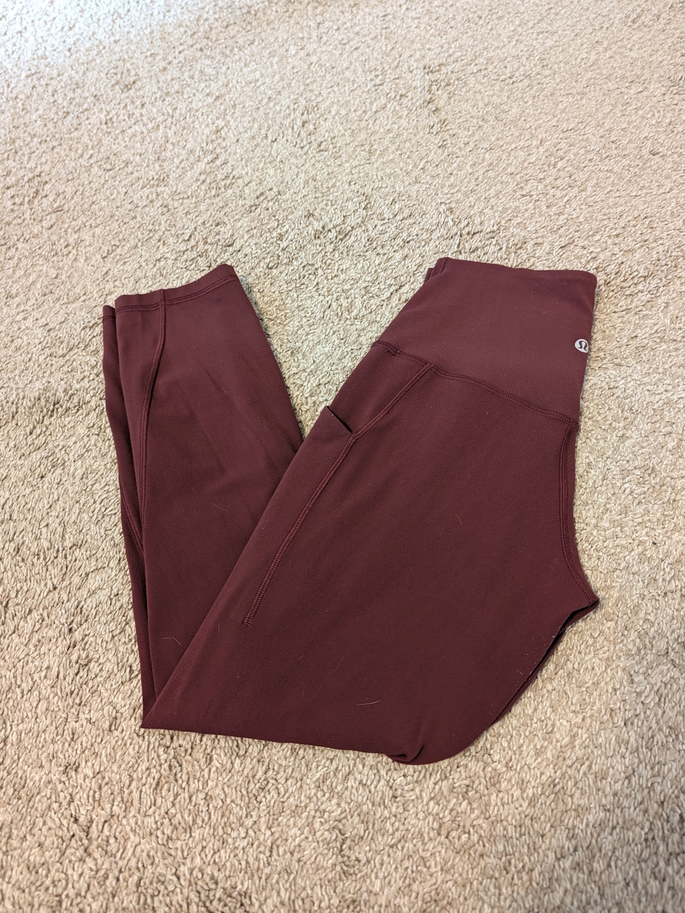 Lululemon Womens' Burgundy Leggings - High-Rise Athletic Bottoms